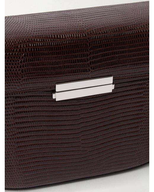 Totême Brown Clip Lizard-Effect Leather Shoulder Bag