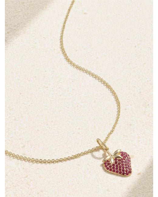 Sydney Evan Natural Strawberry Kette Aus 14 Karat Mit Rubinen