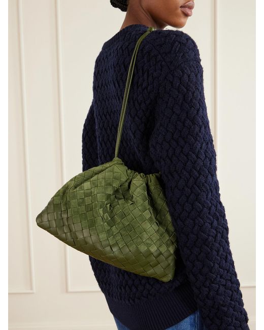 Bottega Veneta Green Dustbag Intrecciato Suede Shoulder Bag