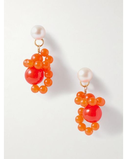 Completedworks Orange Ohrstecker Aus Recyceltem-Vermeil Mit Perlen Und Zierperlen
