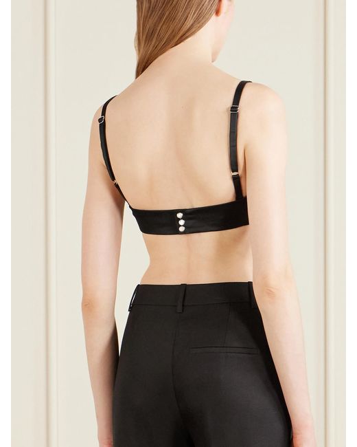 Khaite Black Selah Cotton-Blend Satin Bralette