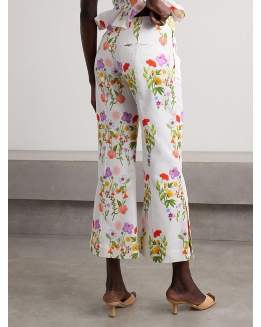 Borgo De Nor White Yves Cropped Cotton-Blend Piqué Flared Pants