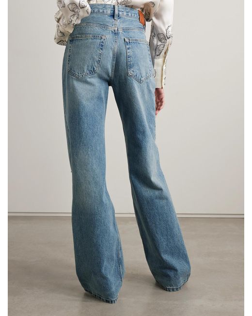 Anine Bing Blue Hugh Distressed High-Rise Wide-Leg Jeans