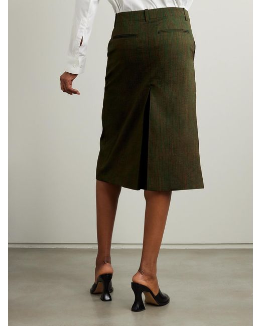 Dries Van Noten Green Metallic Cotton-Blend Jacquard Midi Skirt