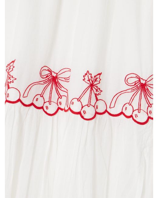 LoveShackFancy Natural Jemila Tiered Scalloped Embroidered Organic Cotton Maxi Skirt