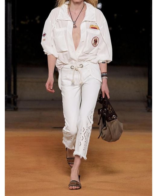 Isabel Marant White Chely Appliquéd Tencel Lyocell Shirt
