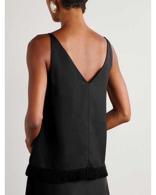 FFORME Black Emory Fringed Satin Tank