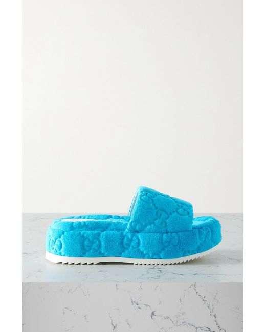 Gucci Angelina Terry Platform Slides in Blue Lyst Canada