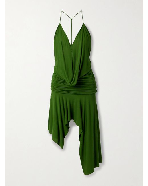 Acne Studios Women's Green Asymmetric Draped Ruched Jersey Midi Dress -  www.disolcolor.com