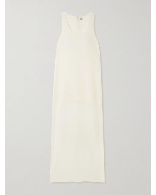 Totême White Cotton And Silk-Blend Crepon Midi Dress