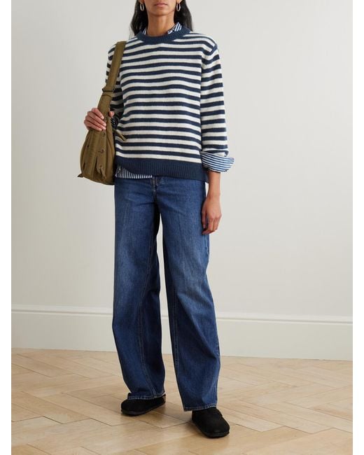 Suzie Kondi Blue Kismet Striped Cashmere Sweater