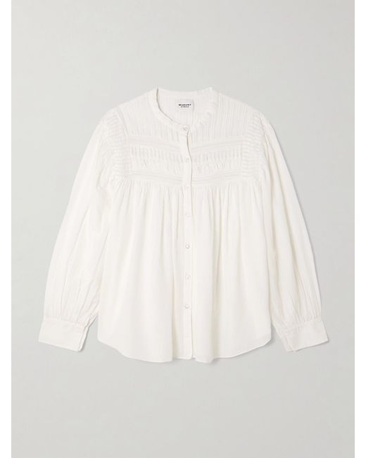 Isabel Marant Natural Plalia Pintucked Cotton-Blend Voile Shirt