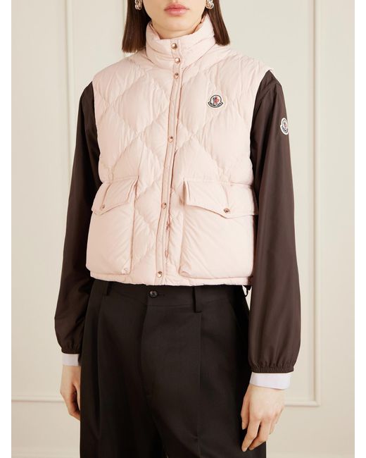 Moncler Natural Biois Cropped Appliquéd Padded Quilted Shell Down Vest