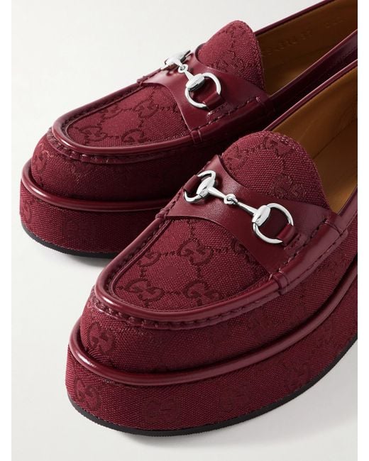Gucci Red Horsebit Damenloafer Mit Keilabsatz, Größe