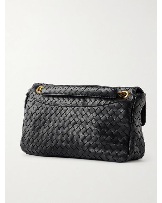 Bottega Veneta Black Madison Intrecciato Leather Shoulder Bag