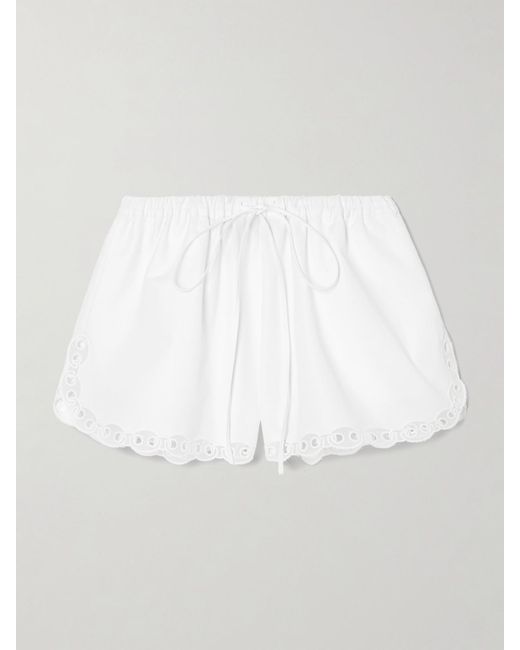 Gucci White Shorts Aus Baumwollpopeline Mit Lochstickerei Und Tülleinsätzen