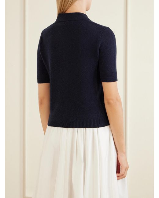 Maria McManus Blue Cashmere And Cotton-Blend Polo Shirt