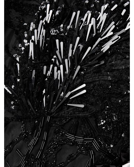 Jason Wu Black Asymmetric Embellished Organza Top