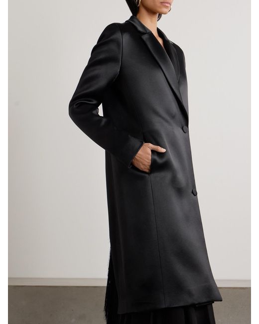 Sharon Wauchob Black Kara Double-Breasted Duchesse-Satin Jacket