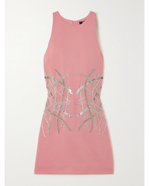 Balmain Pink Minikleid Aus Stretch-Strick Mit Verzierung