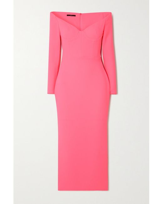 Alex Perry Deryn Off-the-shoulder Stretch-crepe Midi Dress in Pink ...