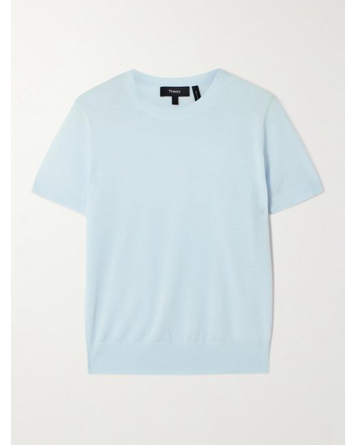 Theory Blue Merino Wool T-Shirt