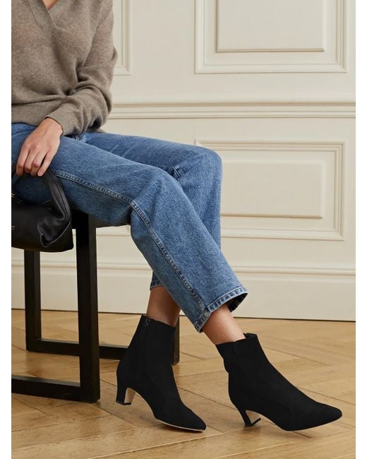 Manolo Blahnik Black Myconia 50 Suede Ankle Boots