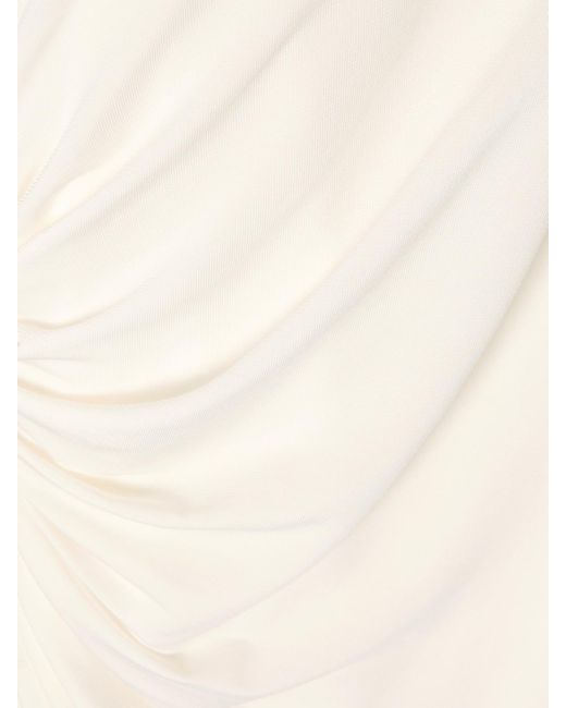 Alaïa White Gathered Stretch-Jersey Midi Dress