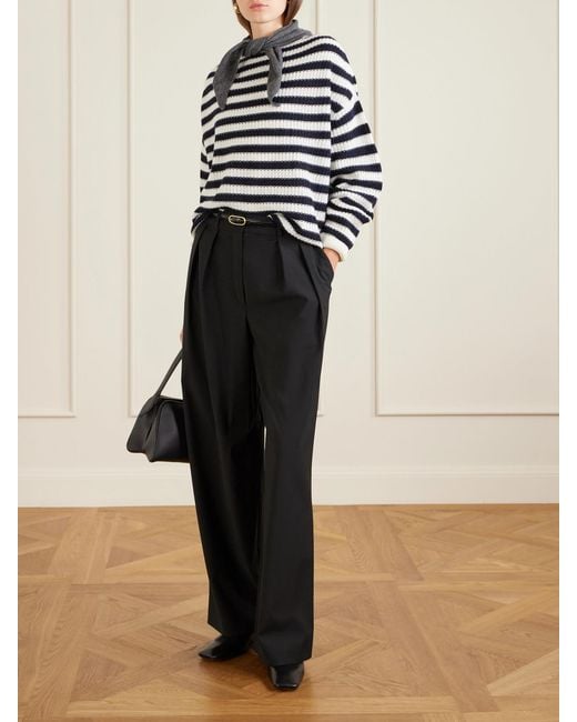 Allude Blue Striped Cotton And Cashmere-Blend Sweater