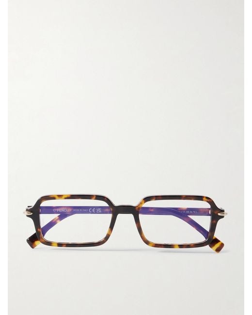 Fendi Blue Selleria Rectangle-Frame Acetate Optical Glasses