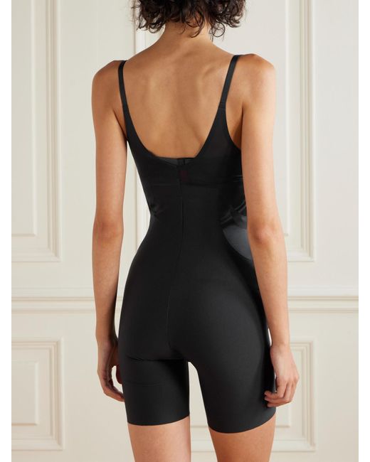 Spanx Black Supersculpt Transform Open-Bust Mid-Thigh Stretch Bodysuit