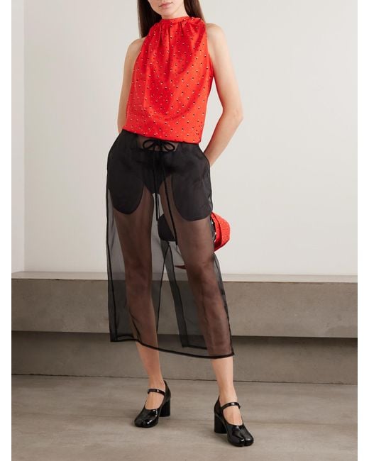 Simone Rocha Black Bow-Detailed Silk-Organza Midi Skirt