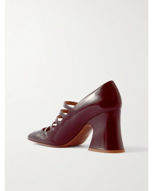 Chloé Purple Janis Buckled Glossed-Leather Mary Jane Pumps