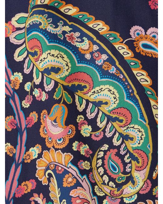 Etro Blue Ruffled Tiered Paisley-Print Cotton Maxi Dress