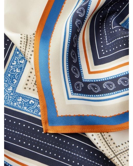 Totême Blue Collector Logo-Print Silk-Twill Scarf
