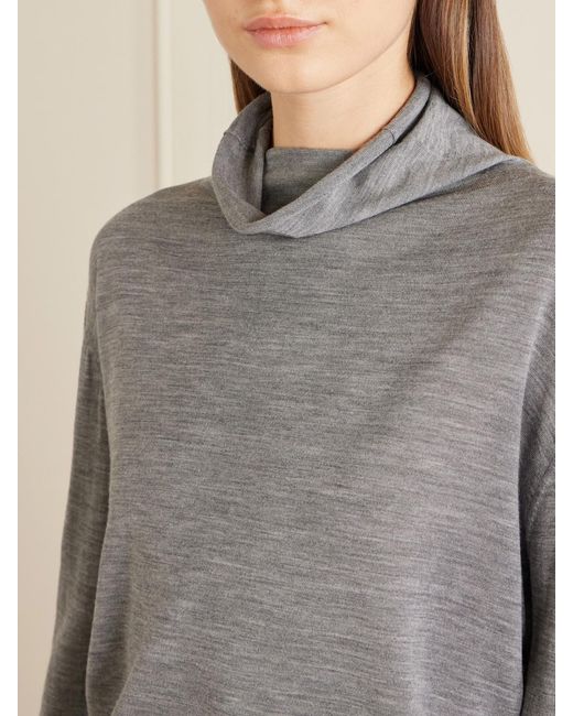 Khaite Gray Annette Merino Wool Turtleneck Sweater