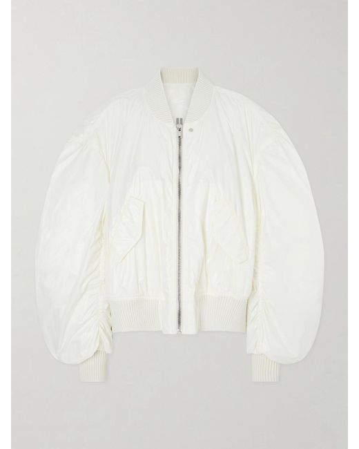 Rick Owens White Shell Bomber Jacket