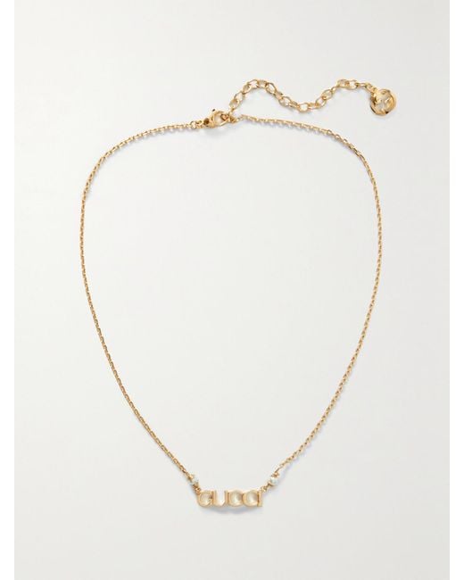 Gucci White Tone Faux-Pearl Necklace