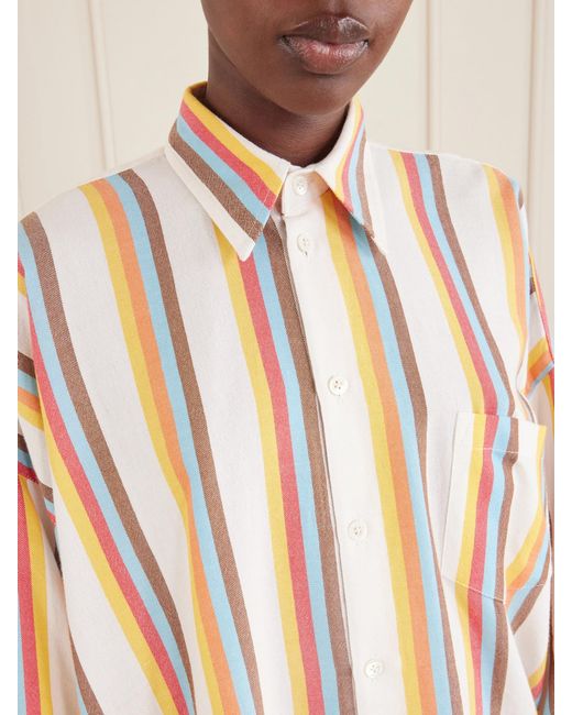 Marrakshi Life Natural The Oversized Striped Cotton-Poplin Shirt