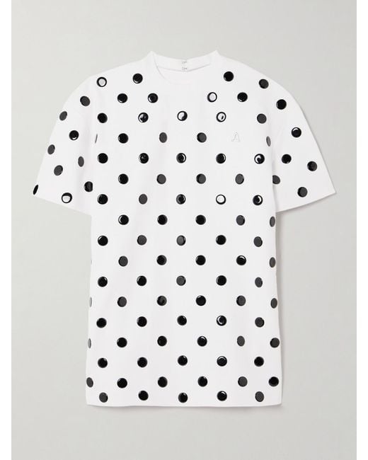 Area White Crystal-Embellished Appliquéd Jersey T-Shirt