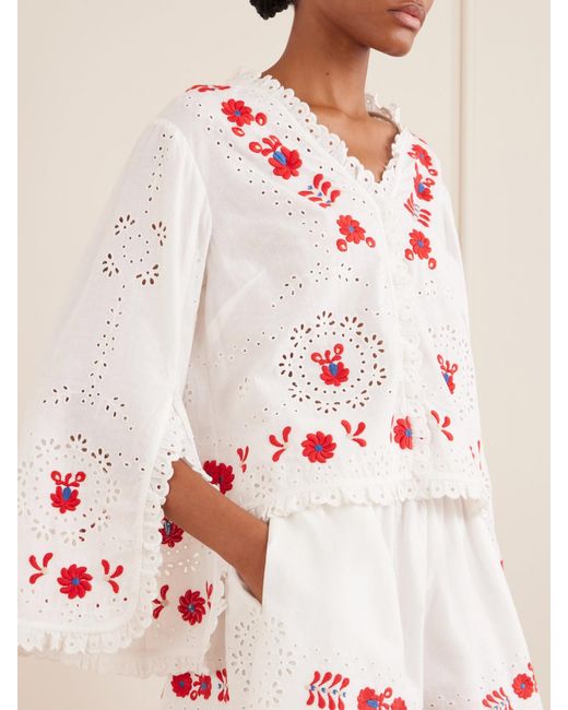 Sea Natural Catharina Embroidered Cotton And Linen Shirt