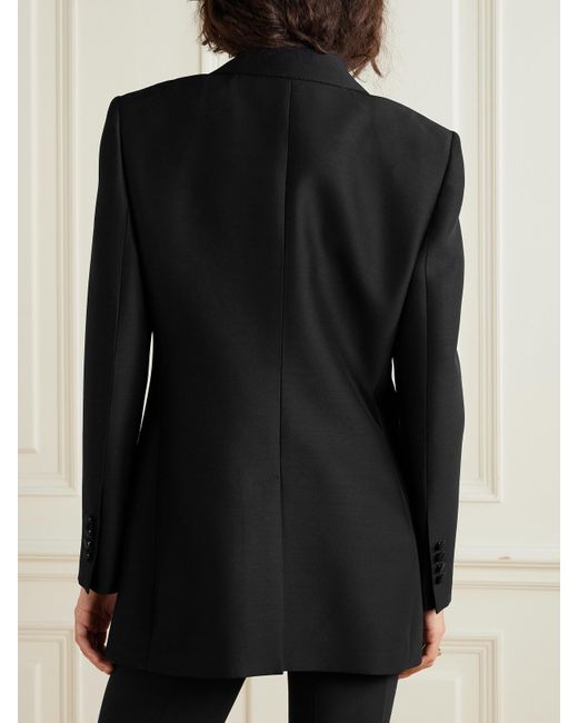 Dolce & Gabbana Black Doppelreihiger Blazer Aus Satin Aus Einer Woll-Seidenmischung