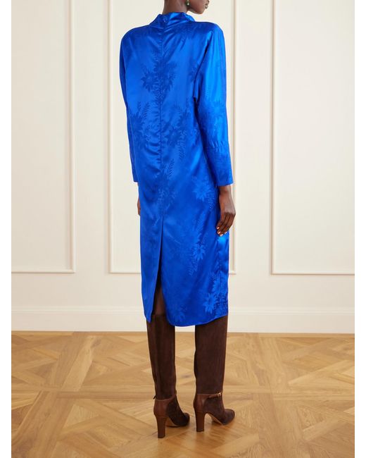Valentino Garavani Blue Silk-Blend Jacquard Midi Dress