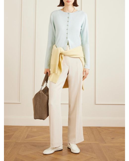Allude Blue Ribbed Cotton And Cashmere-Blend Cardigan