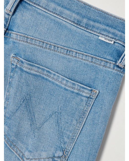 Mother Blue The Kick It Ankle Fray Hoch Sitzende Jeans Mit Geradem Bein Und Distressed-Details
