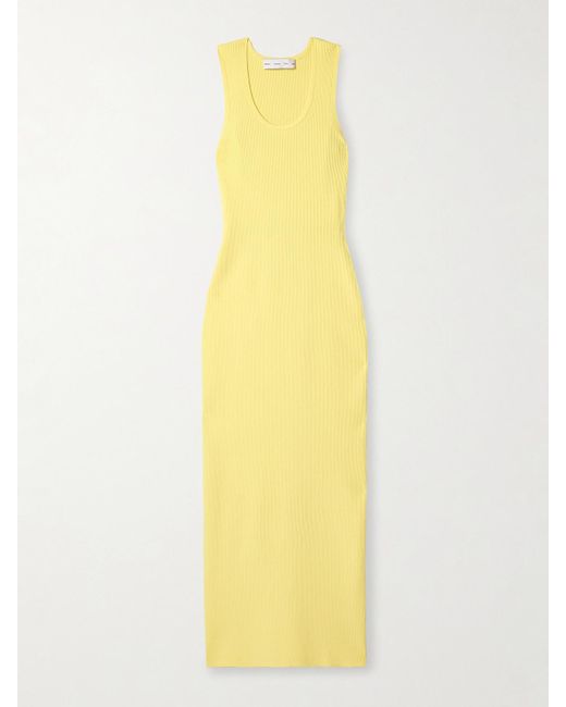 Proenza Schouler Yellow Cole Midikleid Aus Rippstrick Mit Cut-Outs