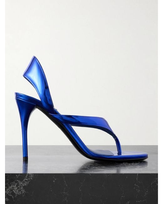 Alaïa Blue Tong 90 Mirrored-Leather Sandals