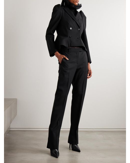 Alexander McQueen Black Verkürzter Doppelreihiger Blazer Aus Einer Wollmischung