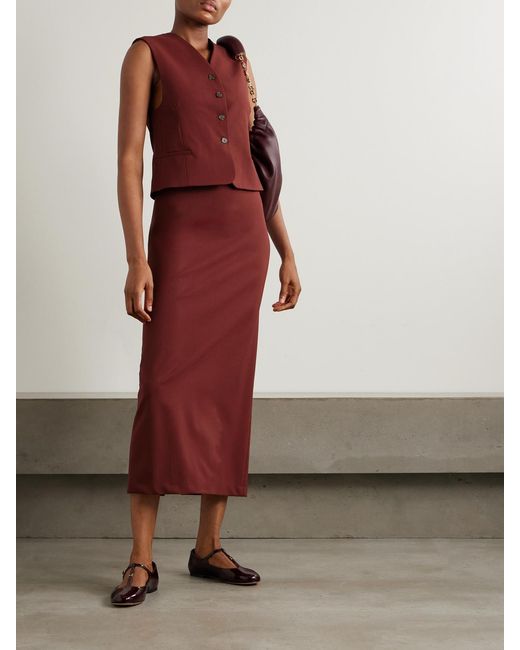 Loulou de Saison Red Teora Stretch-Wool Vest