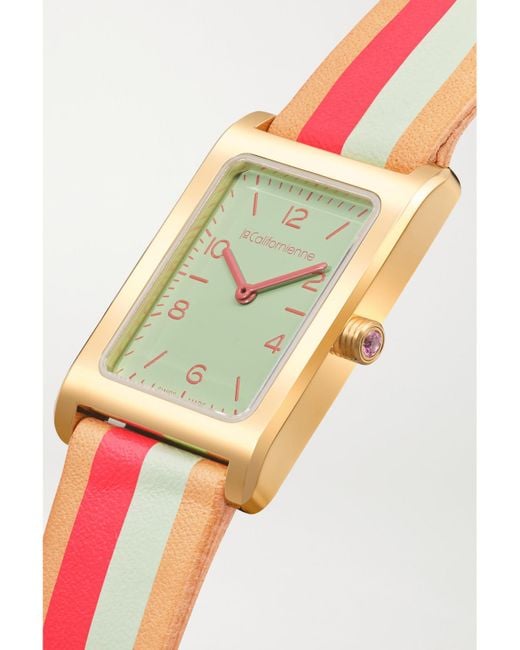 La Californienne White Daybreak 24Mm-Tone Striped Leather Watch